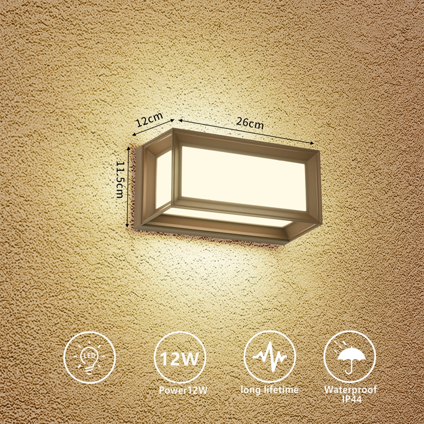 Brilagi - Aplique de pared exterior PARKER LED/12W/230V marrón IP44