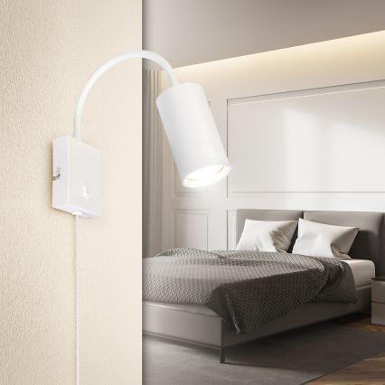 BRILAGI - Lámpara de pared flexible con interruptor SELE 1xGU10/30W/230V blanca