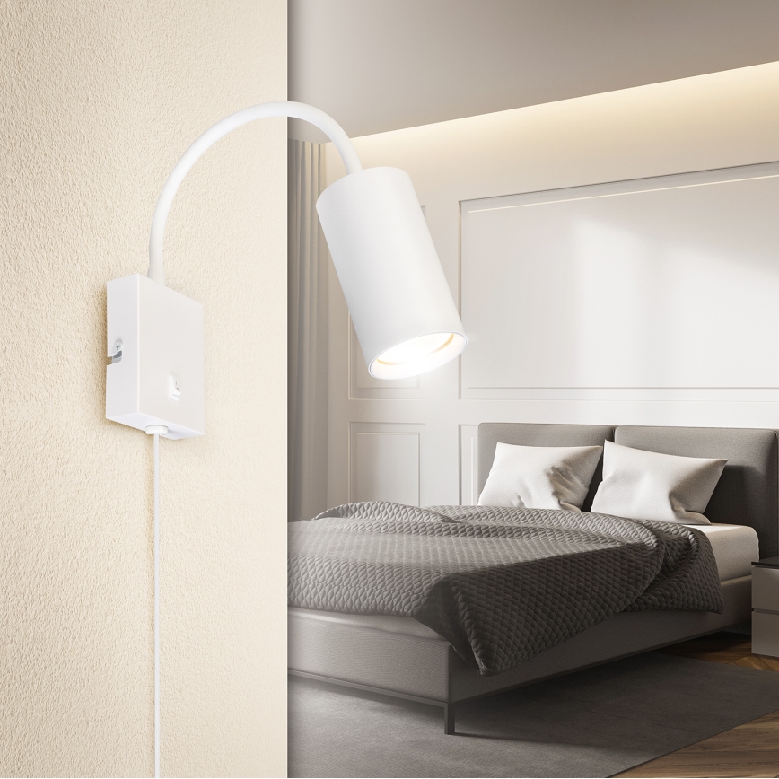 BRILAGI - Lámpara de pared flexible con interruptor SELE 1xGU10/30W/230V blanca