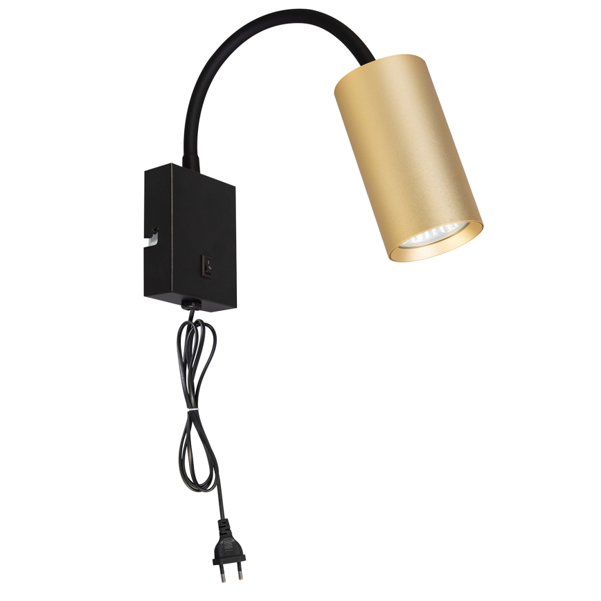 BRILAGI - Lámpara de pared flexible con interruptor SELE 1xGU10/30W/230V negra/dorada