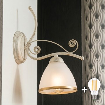 Brilagi - Aplique de pared LED ANTICO 1xE27/60W/230V blanco patinado