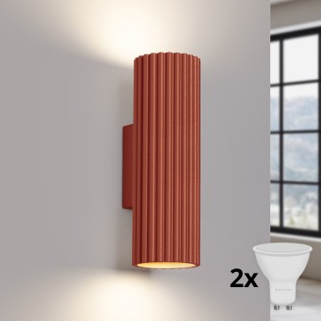 BRILAGI - Aplique de pared LED CRESTO 2xGU10/10W/230V 20 cm naranja