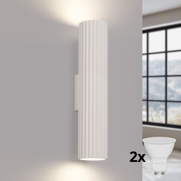 Brilagi - Aplique de pared LED CRESTO 2xGU10/10W/230V 30 cm color crema
