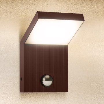 Brilagi - Aplique de pared LED exterior con sensor RIANO LED/8W/230V marrón IP65