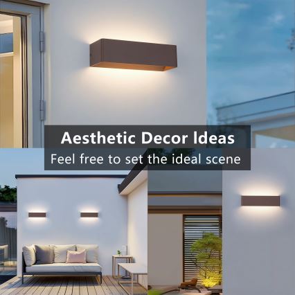 Brilagi - Aplique de pared LED exterior DONNANI LED/12W/230V 30 cm marrón IP44