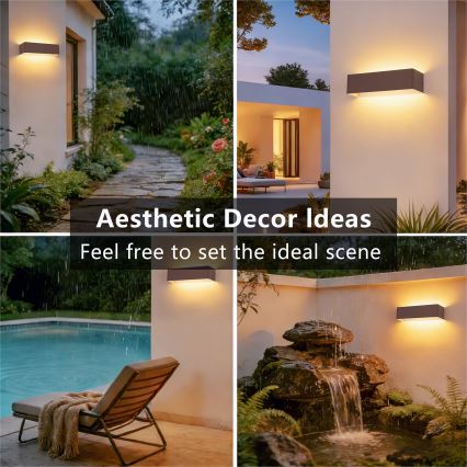 Brilagi - Aplique de pared LED exterior DONNANI LED/12W/230V 30 cm marrón IP44