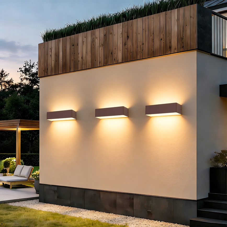Brilagi - Aplique de pared LED exterior DONNANI LED/12W/230V 30 cm marrón IP44