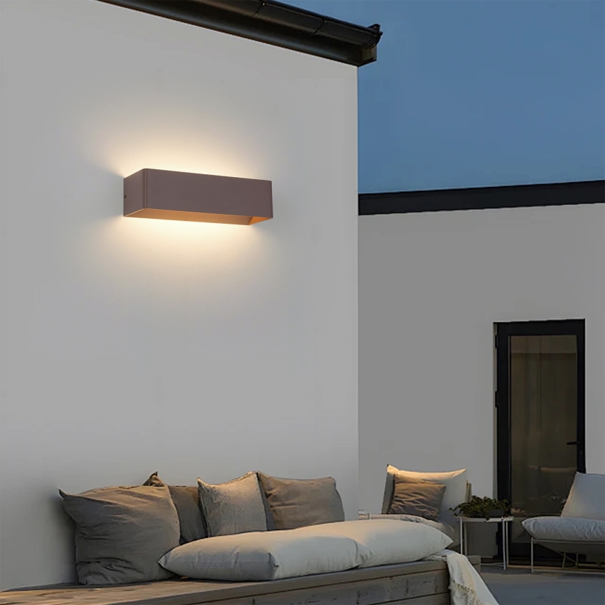 Brilagi - Aplique de pared LED exterior DONNANI LED/12W/230V 30 cm marrón IP44