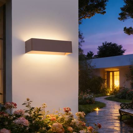 Brilagi - Aplique de pared LED exterior DONNANI LED/12W/230V 30 cm marrón IP44