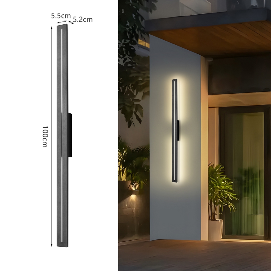 Brilagi - Aplique LED de pared exterior LINEO LED/24W/230V 4000K IP65 100 cm negro CRI 90