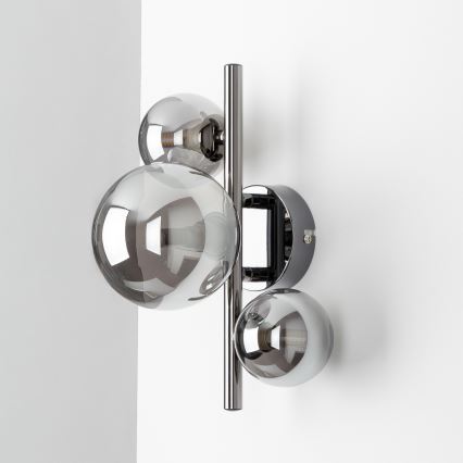 Brilagi - Aplique de pared LED MILLA 3xG9/3W/230V negro cromado/ahumado