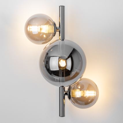 Brilagi - Aplique de pared LED MILLA 3xG9/3W/230V negro cromado/ahumado