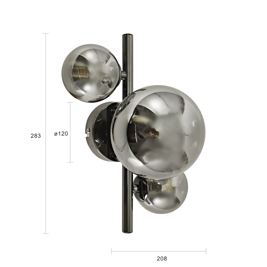 Brilagi - Aplique de pared LED MILLA 3xG9/3W/230V negro cromado/ahumado