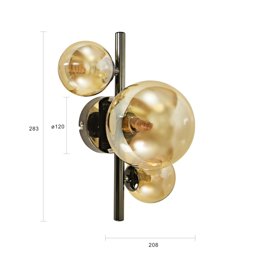 BRILAGI - Aplique de pared LED MILLA 3xG9/3W/230V negro cromado/dorado