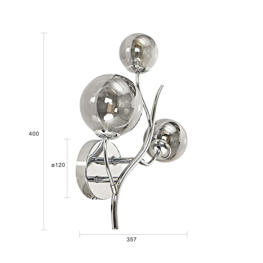 Brilagi - Aplique de pared LED MISTEL 3xG9/3W/230V negro cromado/ahumado