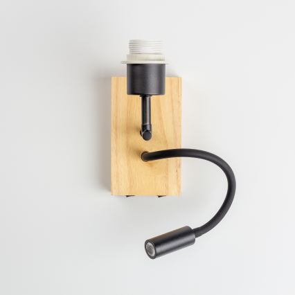 Brilagi - Lámpara de pared LED flexible NUBILA WOOD 1xE27/25W/230V + LED integrado 3W roble/negro/gris claro
