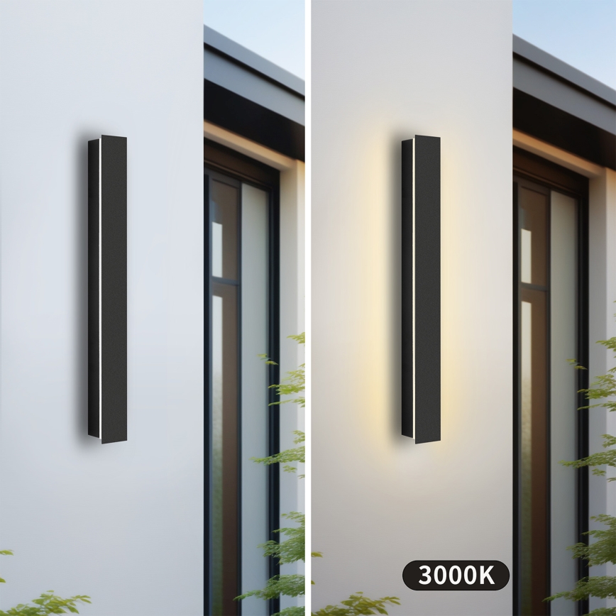 Brilagi - Aplique de pared exterior LINEAR LED/12W/230V 3000K IP65 50 cm negro CRI 90