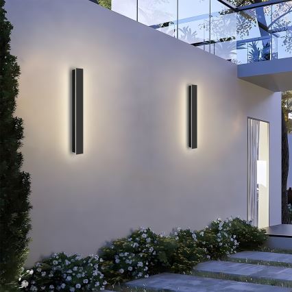 Brilagi - Aplique de pared exterior LINEAR LED/12W/230V 3000K IP65 50 cm negro CRI 90