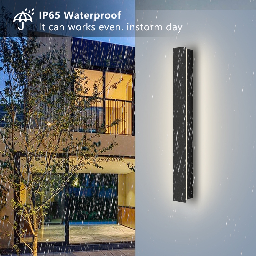 Brilagi - Aplique de pared exterior LINEAR LED/12W/230V 3000K IP65 50 cm negro CRI 90