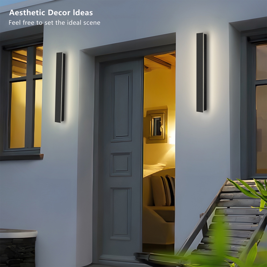 Brilagi - Aplique LED de pared para exterior LINEAR LED/12W/230V 4000K IP65 50 cm negro IRC 90