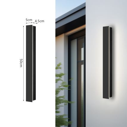 Brilagi - Aplique LED de pared para exterior LINEAR LED/12W/230V 4000K IP65 50 cm negro IRC 90