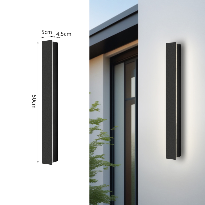 Brilagi - Aplique LED de pared para exterior LINEAR LED/12W/230V 4000K IP65 50 cm negro IRC 90