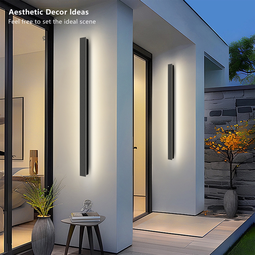Brilagi - Aplique LED de pared para exterior LINEAR LED/22W/230V 4000K IP65 100 cm negro CRI 90