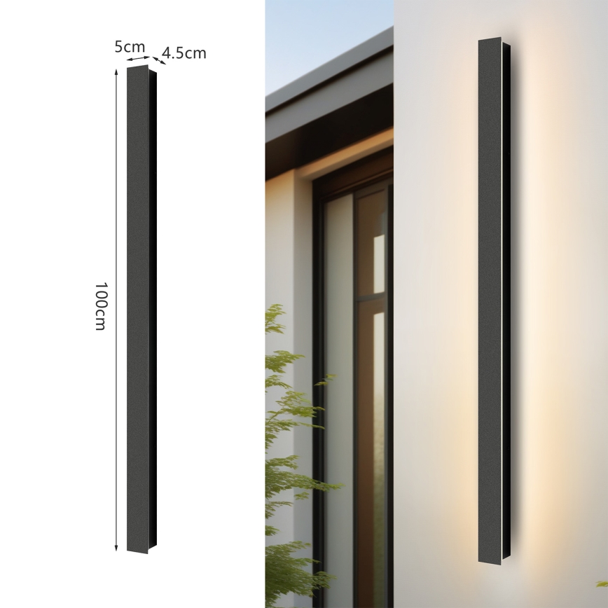 Brilagi - Aplique LED de pared para exterior LINEAR LED/22W/230V 4000K IP65 100 cm negro CRI 90