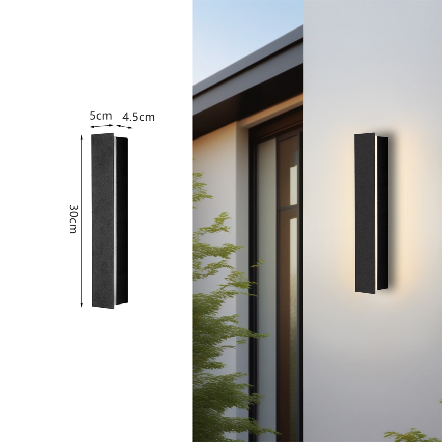Brilagi - Aplique de pared LED para exterior LINEAR LED/8W/230V 3000K IP65 30 cm negro IRC 90