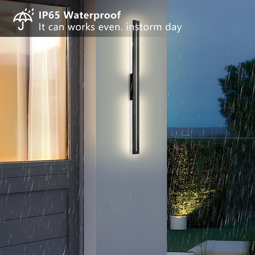 Brilagi - Aplique de pared para exterior LINEO LED/24W/230V 3000K IP65 100 cm negro CRI 90