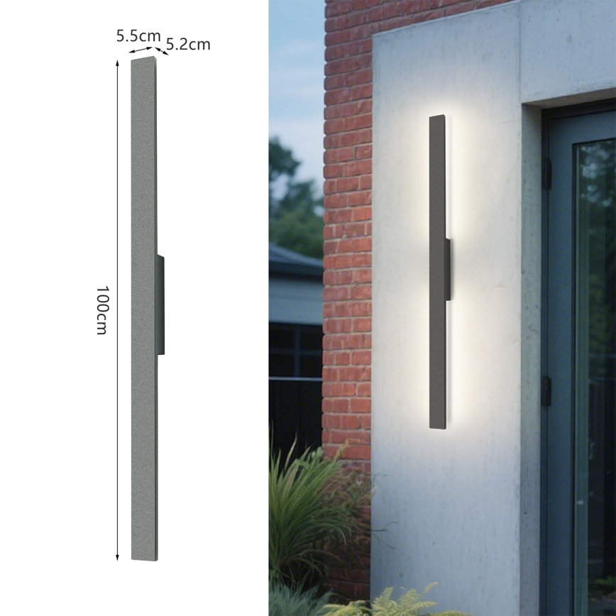 Brilagi - Aplique de pared LED para exterior LUNA LED/24W/230V 3000K IP65 100 cm antracita CRI 90