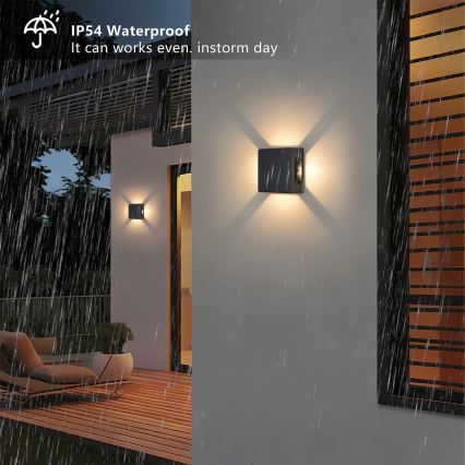 Brilagi - Aplique de pared LED para exterior QUADRAY LED/6W/230V negro IP54