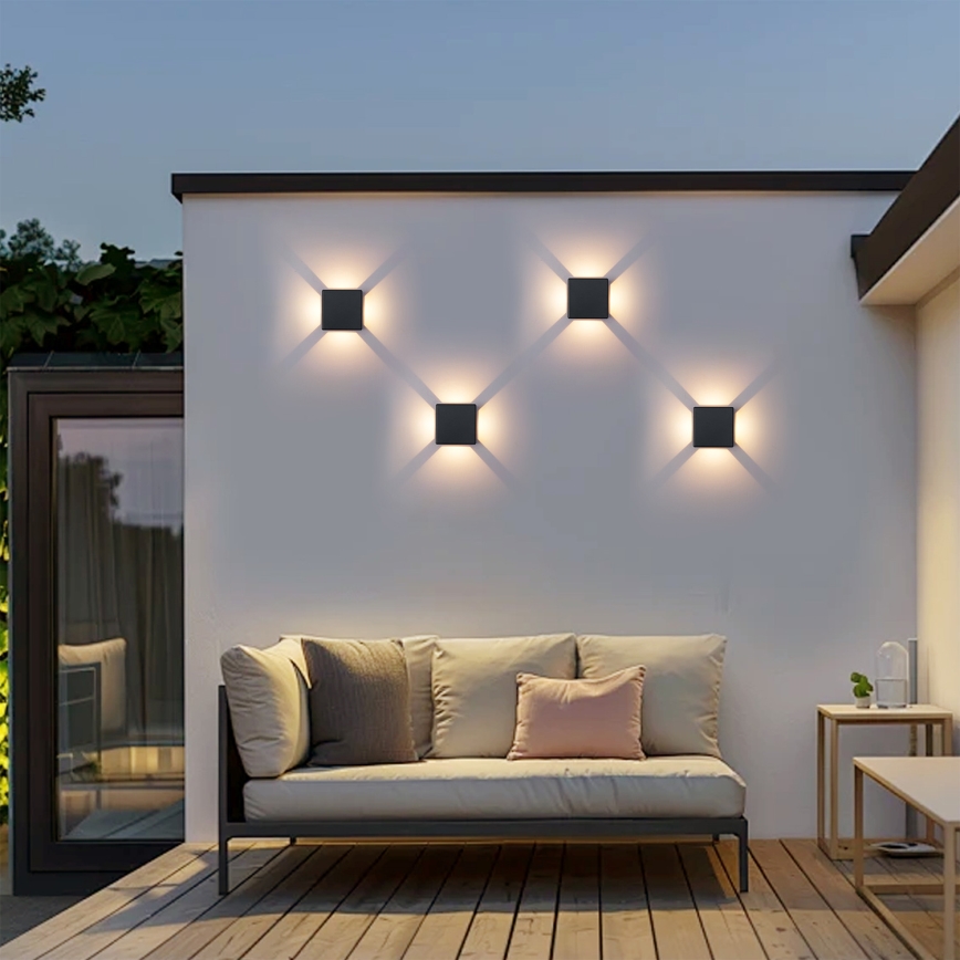 Brilagi - Aplique de pared LED para exterior QUADRAY LED/6W/230V negro IP54