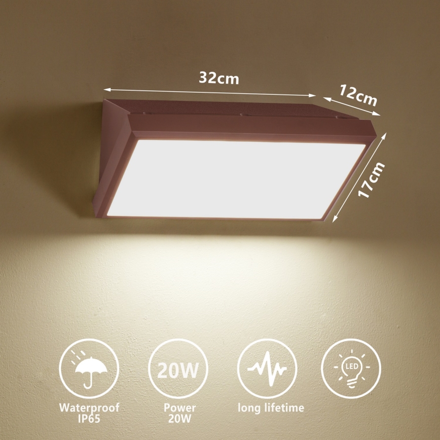 Brilagi - Aplique de pared LED para exterior TRIANGLE LED/20W/230V marrón IP65