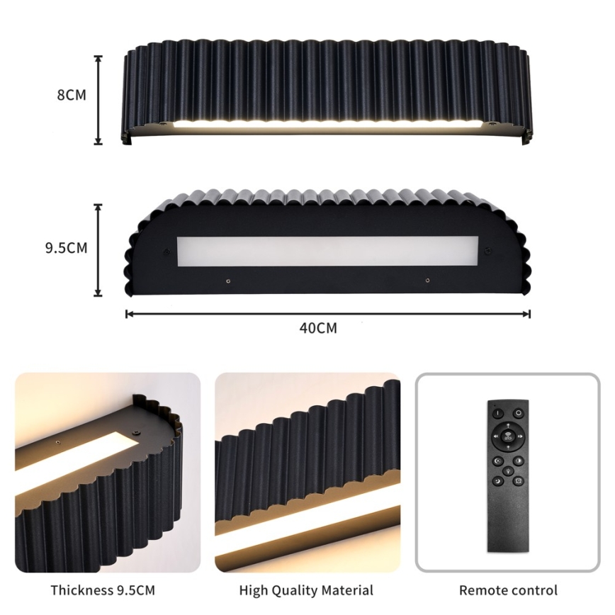 BRILAGI - Aplique de pared LED regulable FALCON MODERN LED/14W/230V 3000-6000K 40 cm negro + control remoto