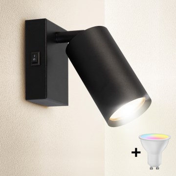 Brilagi - Aplique de pared LED RGBW regulable SELE 1xGU10/4,8W/230V 3000K negro + mando a distancia