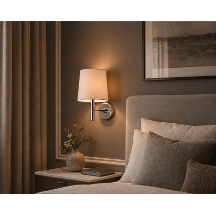 BRILAGI - Aplique de pared MONTE 1xE27/60W/230V beige/cromo brillante
