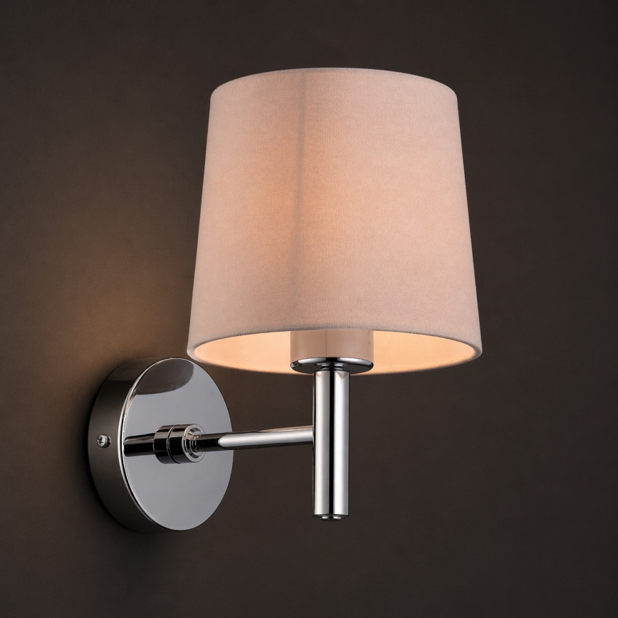 BRILAGI - Aplique de pared MONTE 1xE27/60W/230V beige/cromo brillante