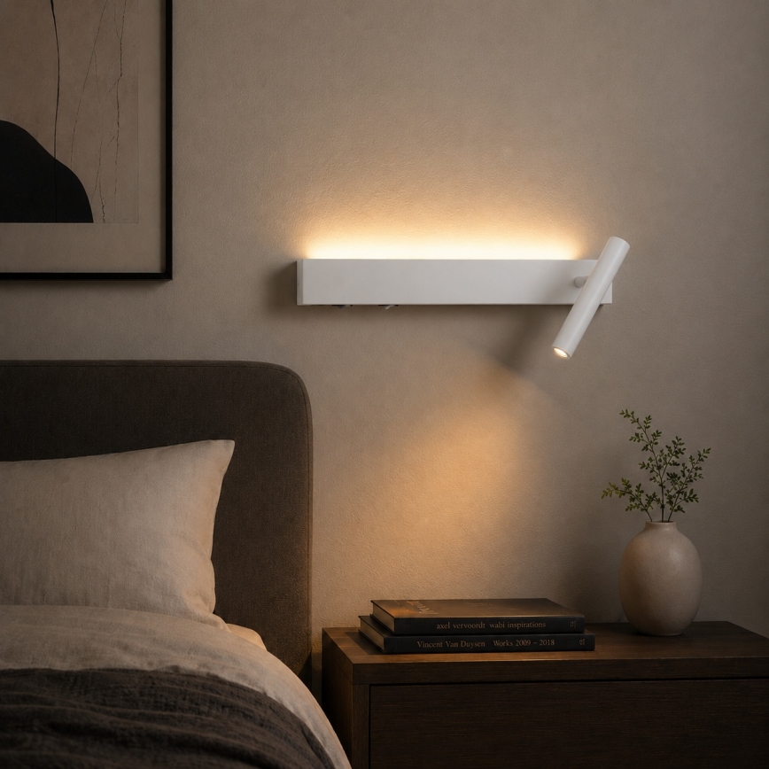 BRILAGI - Aplique de pared orientable ARLIX LED/3W/230V + LED/7W blanco IRC 90