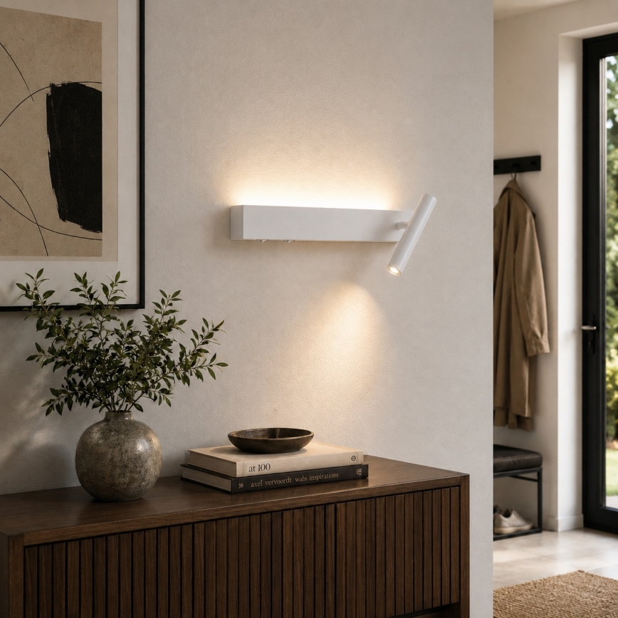 BRILAGI - Aplique de pared orientable ARLIX LED/3W/230V + LED/7W blanco IRC 90