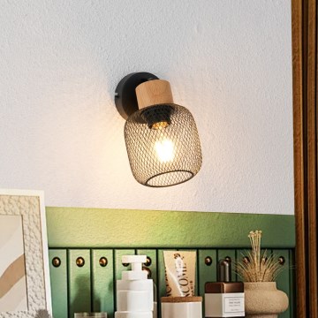 Brilagi - Aplique de pared orientable BASKLITE 1xE27/15W/230V madera/negro