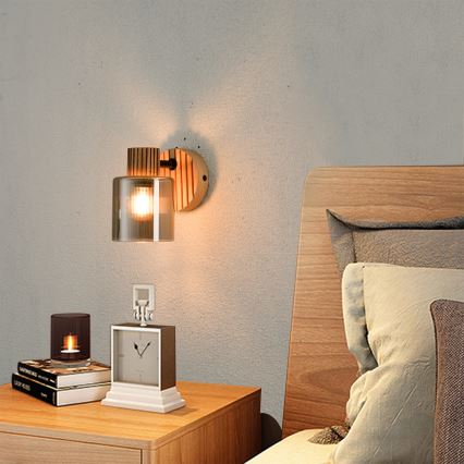 Brilagi - Aplique de pared orientable HYGGE 1xE14/15W/230V madera/ahumado