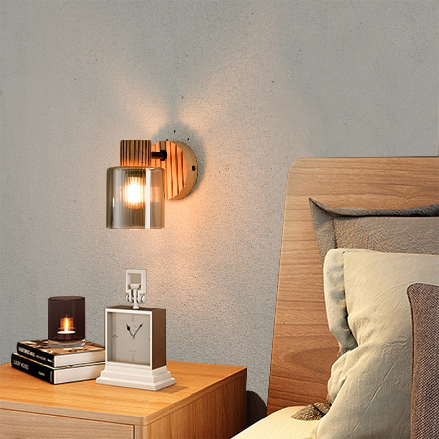 Brilagi - Aplique de pared orientable HYGGE 1xE14/15W/230V madera/ahumado