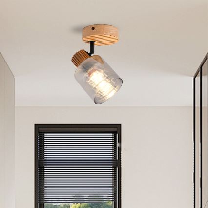 Brilagi - Aplique de pared orientable HYGGE 1xE14/15W/230V madera/ahumado