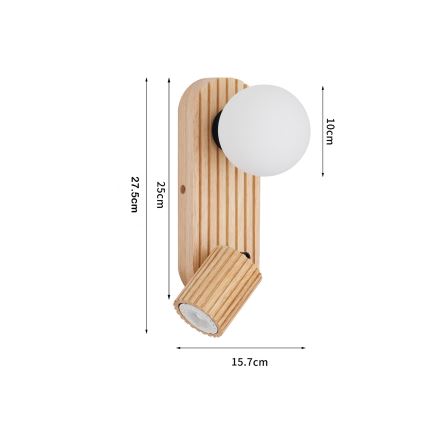 Brilagi - Aplique de pared tipo foco MODERN WOOD 1xG9/5W/230V + 1xGU10/8W madera