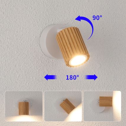 BRILAGI - Aplique de pared orientable MODERN WOOD 1xGU10/8W/230V madera/blanco