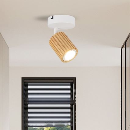 BRILAGI - Aplique de pared orientable MODERN WOOD 1xGU10/8W/230V madera/blanco