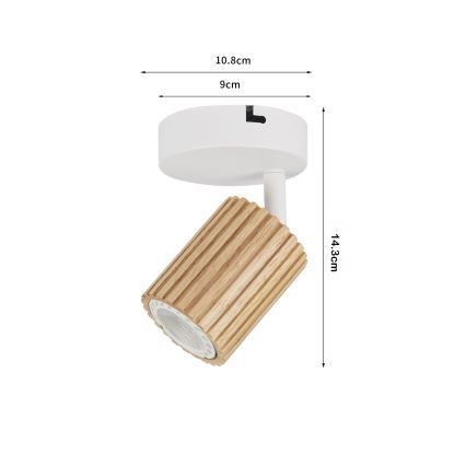 BRILAGI - Aplique de pared orientable MODERN WOOD 1xGU10/8W/230V madera/blanco