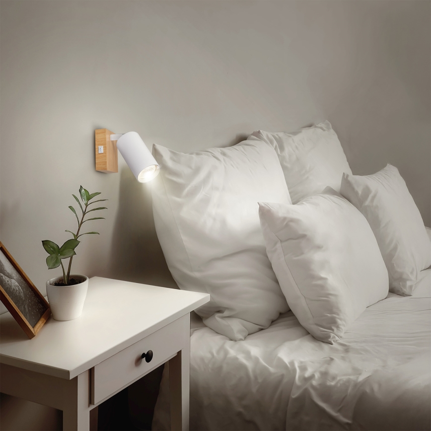 Brilagi - Aplique de pared orientable SELE 1xGU10/30W/230V blanco/acabado roble
