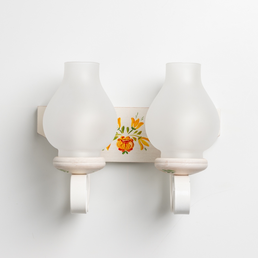 Brilagi - Aplique de pared QUEEN 2xE14/40W/230V haya/crema